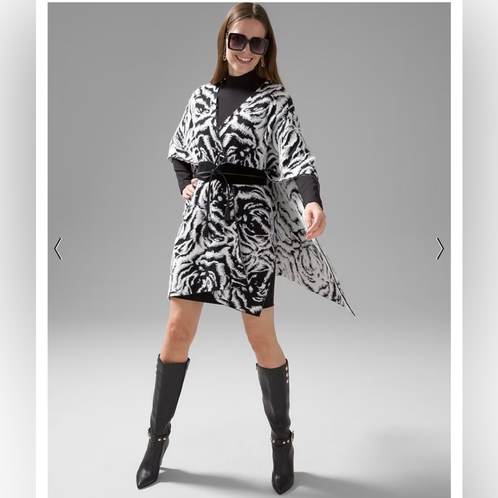 White House Black Market Rose print ruana